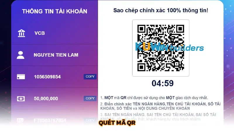 Cách nạp tiền Kuwin nhanh chóng với 4 phương thức chính thức Quét mã QR